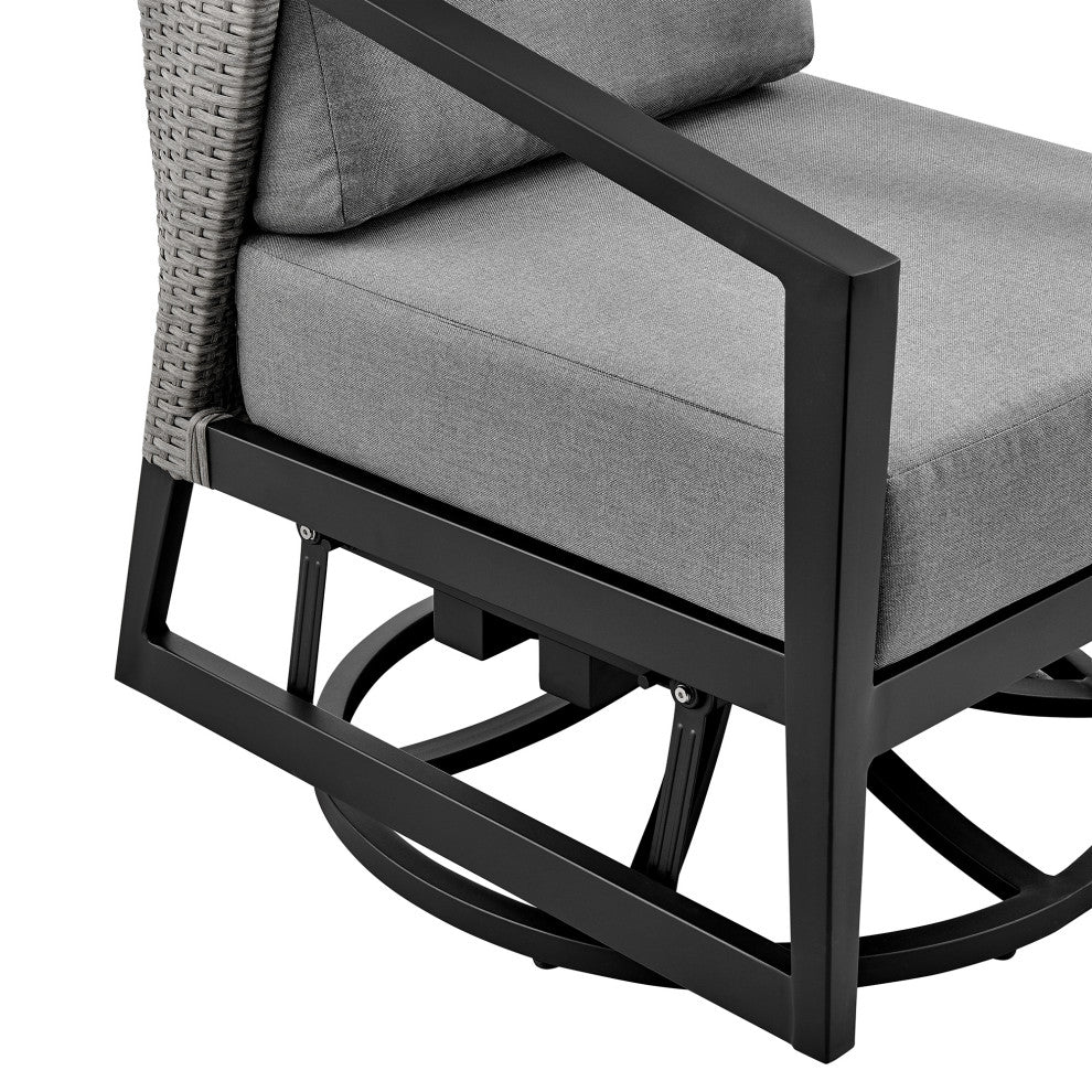 Aileen Outdoor Patio Swivel Lounge Chair, Aluminum With Gray Cushions