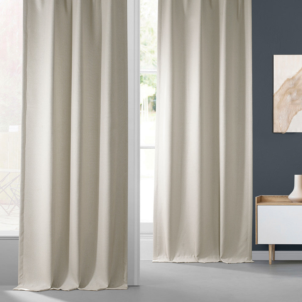 Faux Linen Darkening Curtain Single Panel, Birch, 50"x108"
