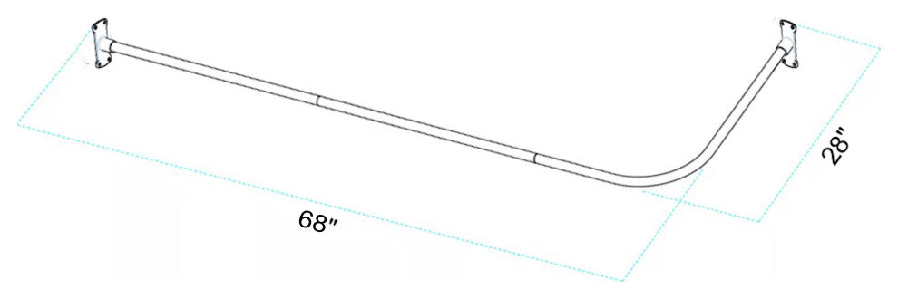 Utopia Alley Rustproof L-Shaped Corner Shower Curtain Rod, Chrome