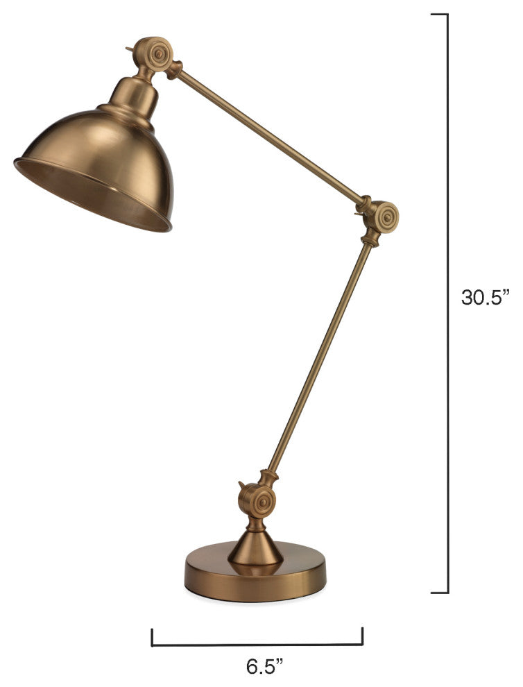 Wallace Adjustable Table Lamp, Antique Brass