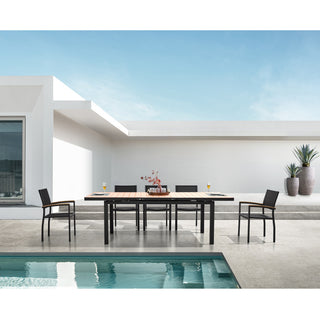 Carlo 8+1 pieces extendable Faux Wood Slats Outdoor Dining set for 8 person