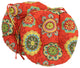 16" Outdoor Spun Polyester Tufted Chair Cushion, Set of 2, Orange Pattern