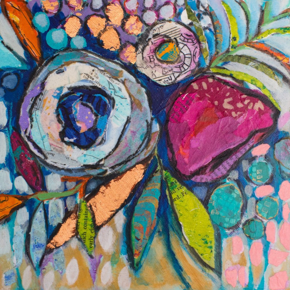 "Floral Dimensions" Painting Print on Wrapped Canvas, 32x32