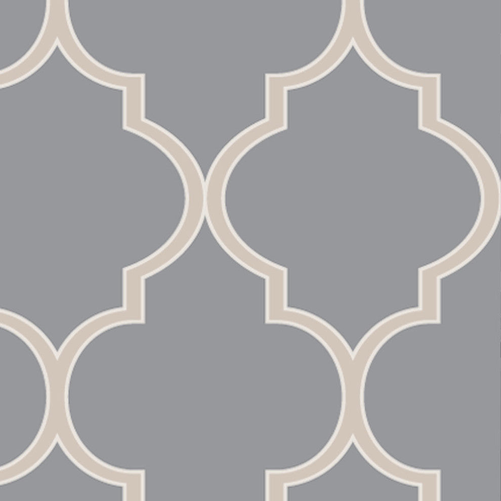 Moroccan Peel and Stick Vinyl Wallpaper, Cool Dark Gray, 24"x108"