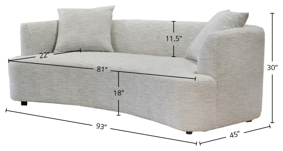 Isabella Upholstered 93" Sofa, Beige