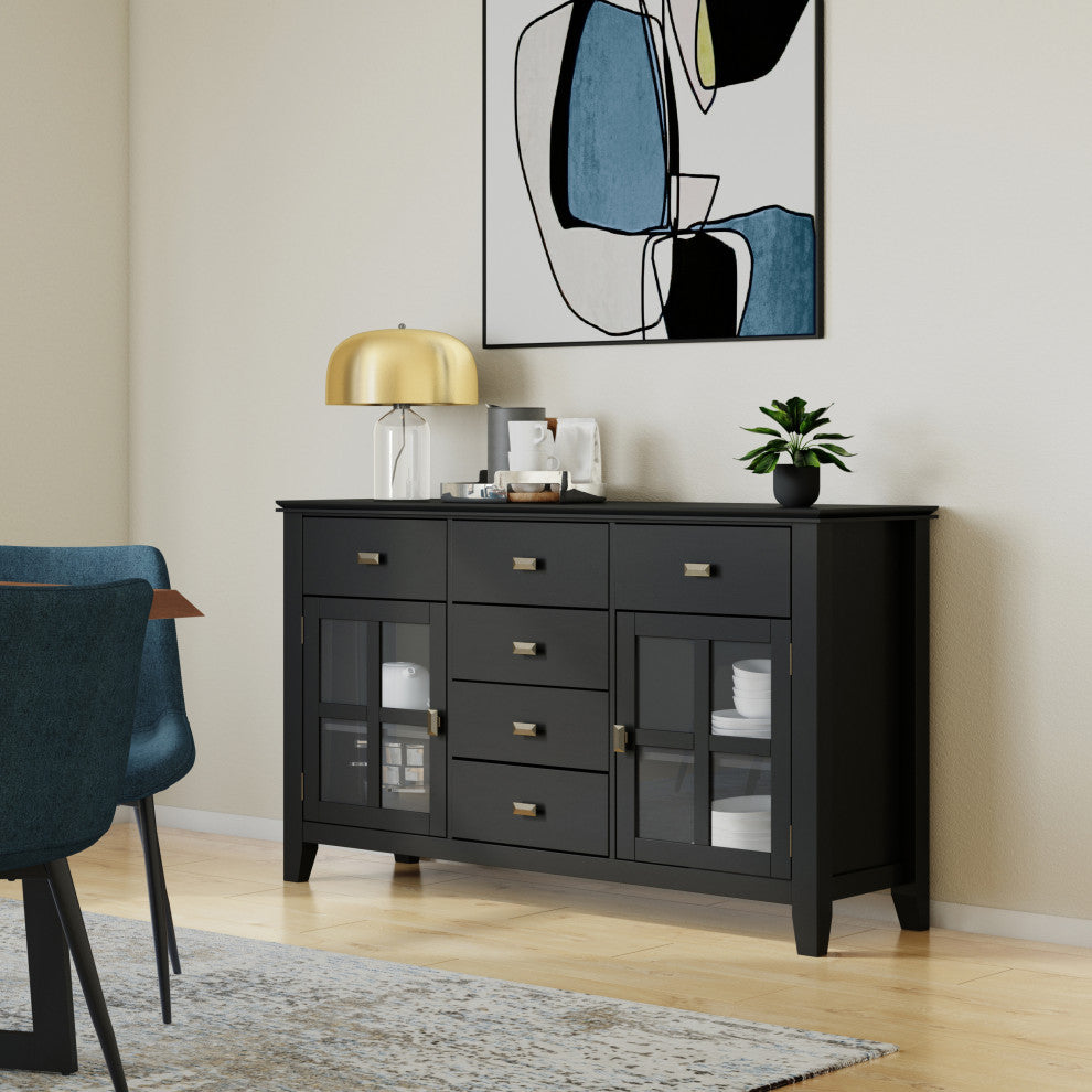 Artisan Solid Wood Sideboard Buffet, Black