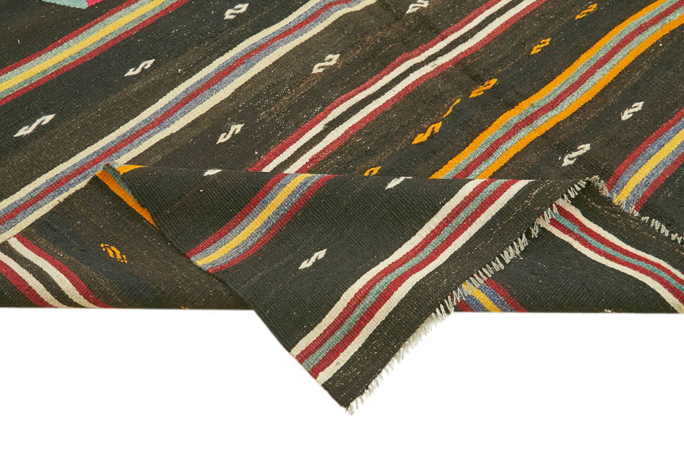 Rug N Carpet - Handmade Anatolian 6' 6'' x 11' 4'' Vintage Goat Hair Kilim Rug
