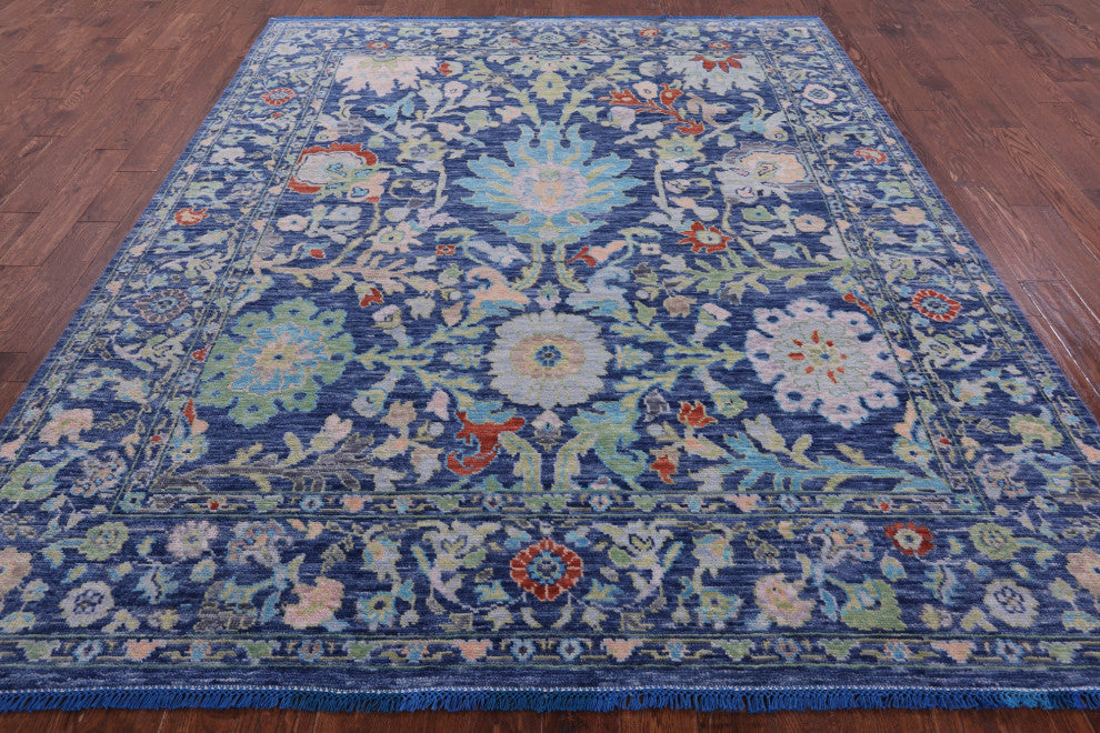 8' 0" X 9' 8" Hand-Knotted Turkish Oushak Wool Rug - Q15584