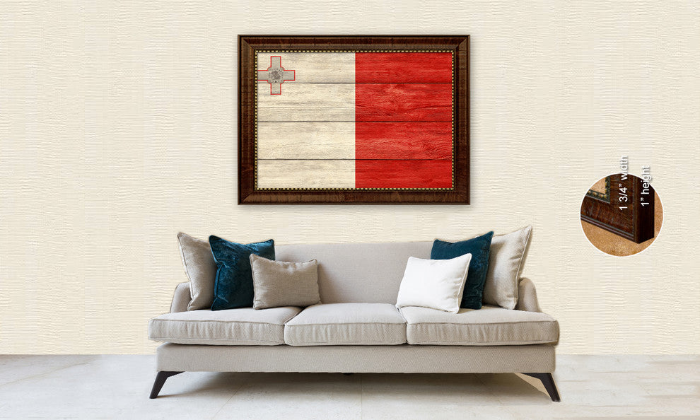 Marshall Islands Country Textured Flag Print With Brown Gold Frame, 15"X21"