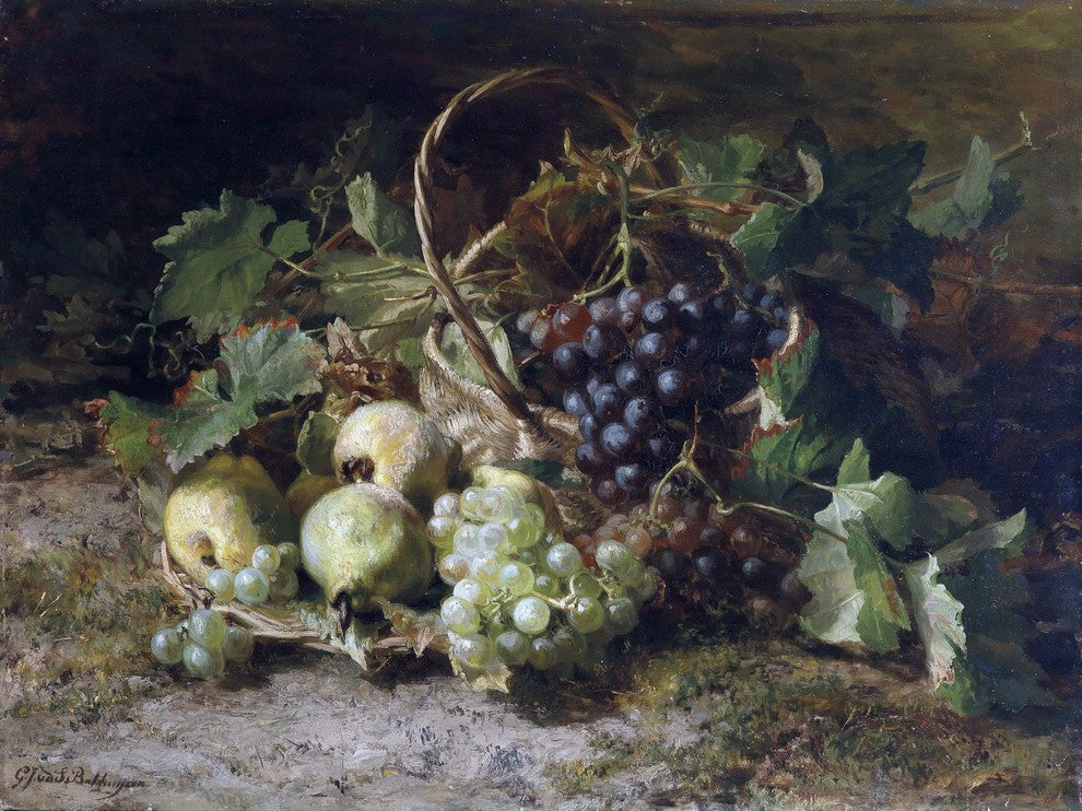Still Life Basket Pears Grapes G. Bakhuyzen Tile Mural Backsplash, 6"x8", Matte