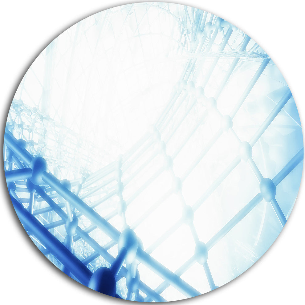 3D Abstract Art Blue Pattern, Abstract Digital Disc Metal Wall Art, 11"
