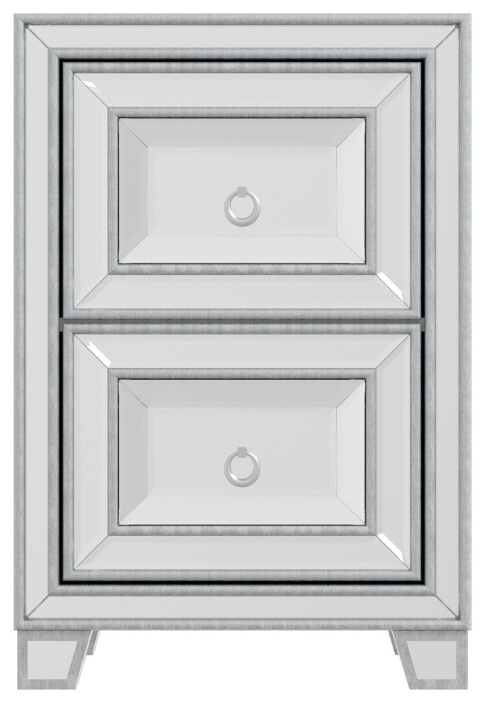 2-Drawer Wood Nightstand with Handles