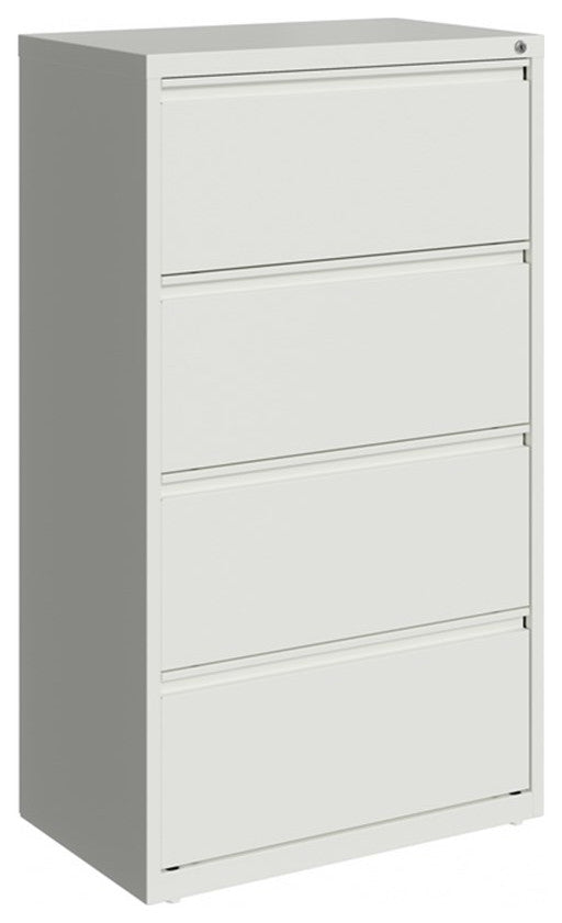 UrbanPro 30" 4-Drawer Modern Metal Lateral File Cabinet in White