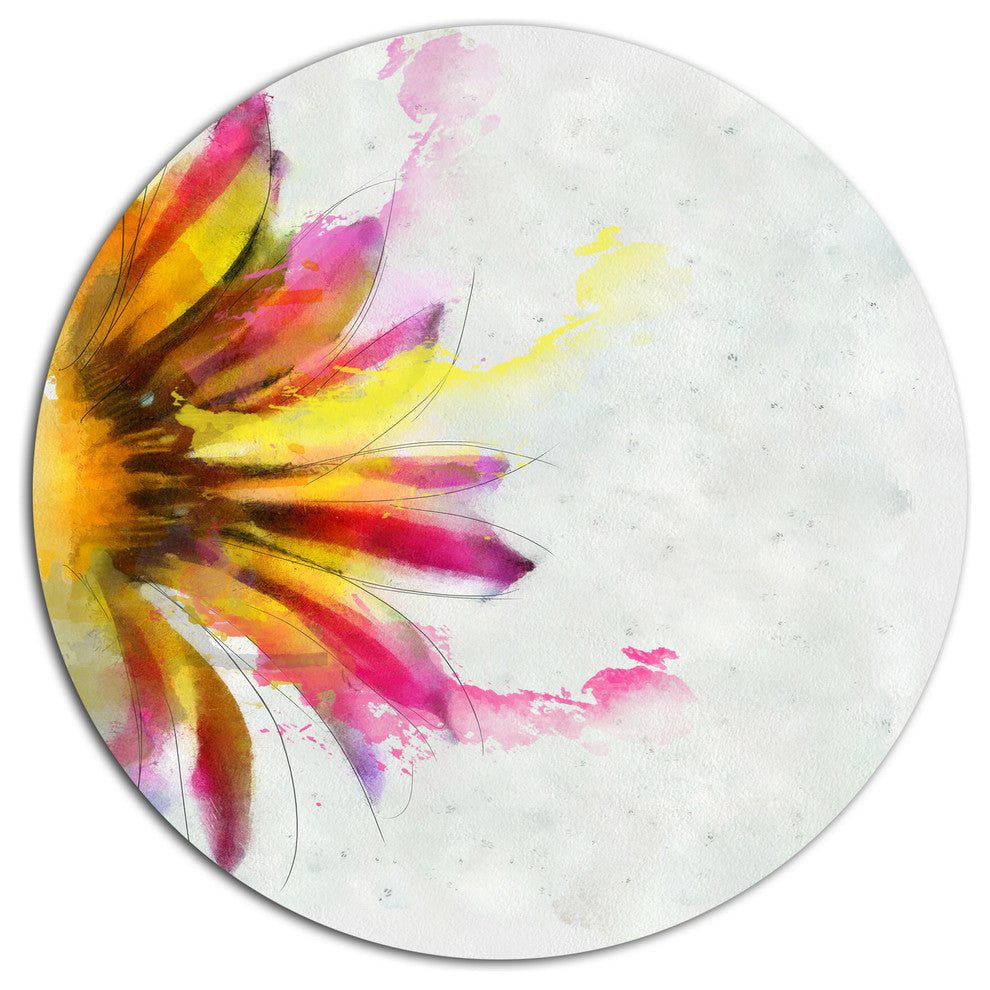 Sunflower Sketch Watercolor, Floral Disc Metal Artwork, 36"
