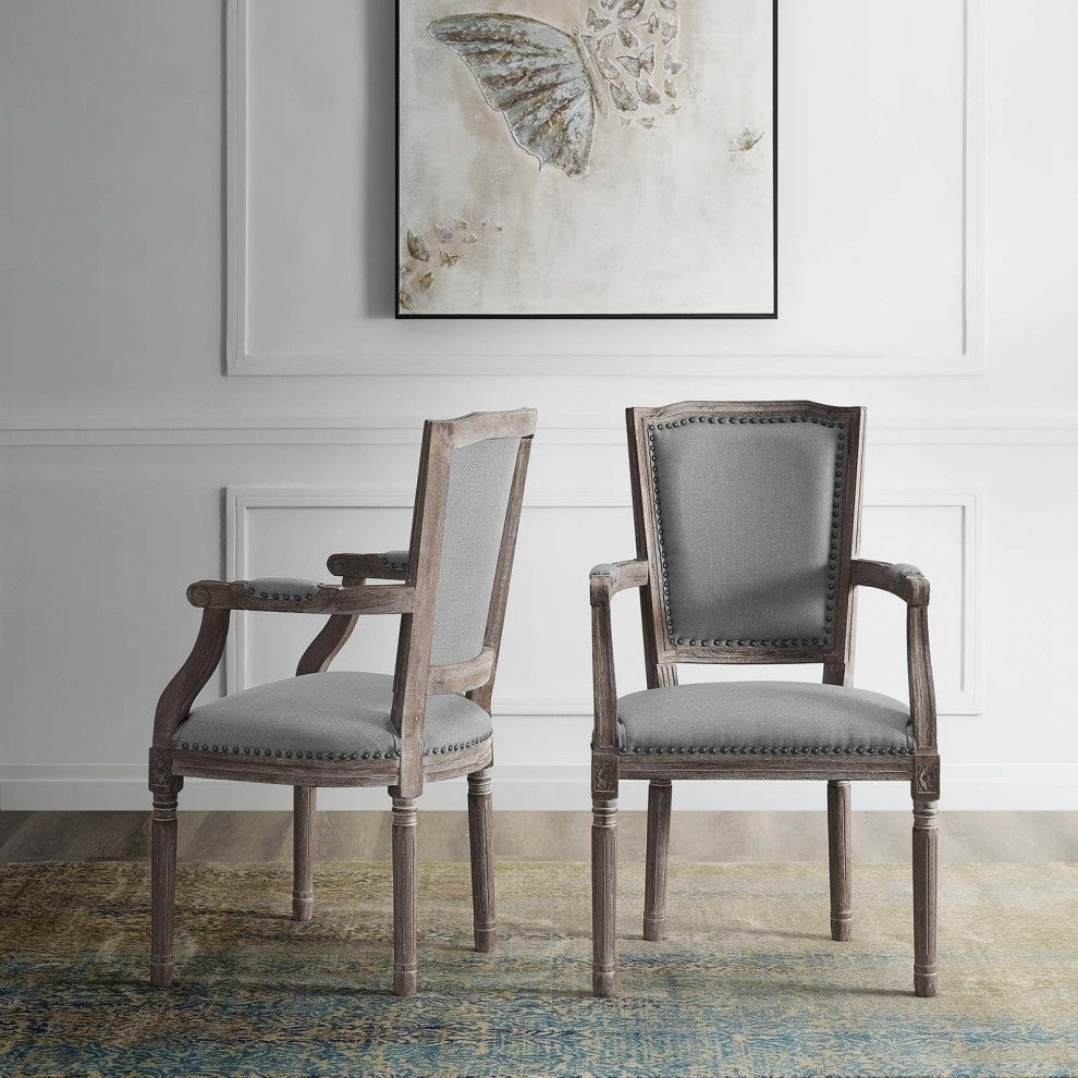 Light Gray Penchant Dining Armchair Upholstered Fabric Set of 2
