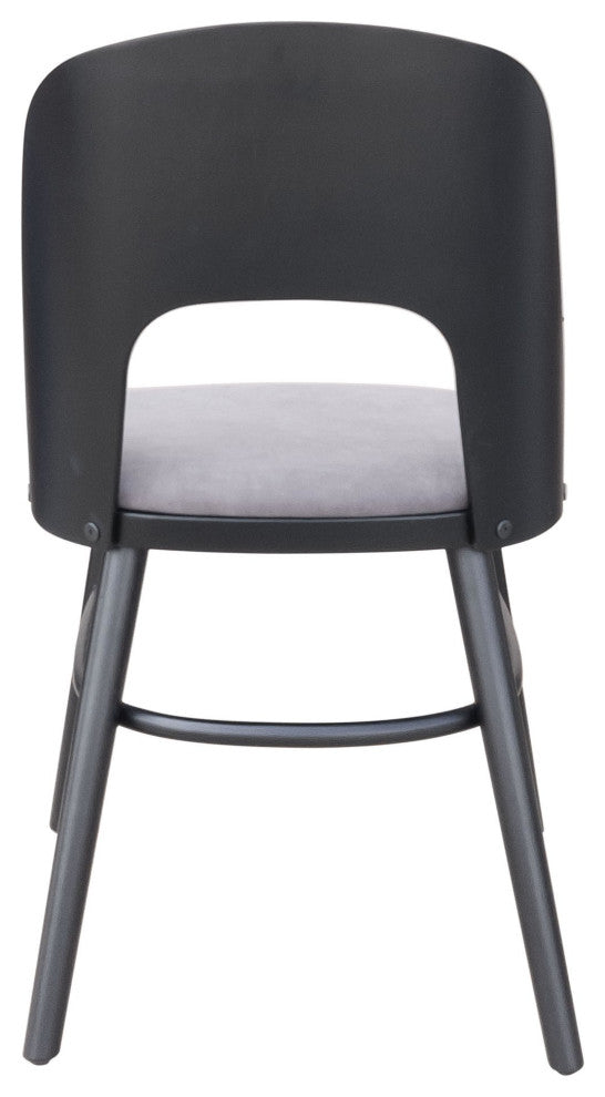 Dining Chair, Set of 2, Fabric, Wood, Gray, Black, Bar Kitchen Cafe Bistro