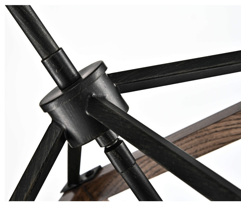 Ellen 4-light Antique Black Iron and Wood Cage Chandelier