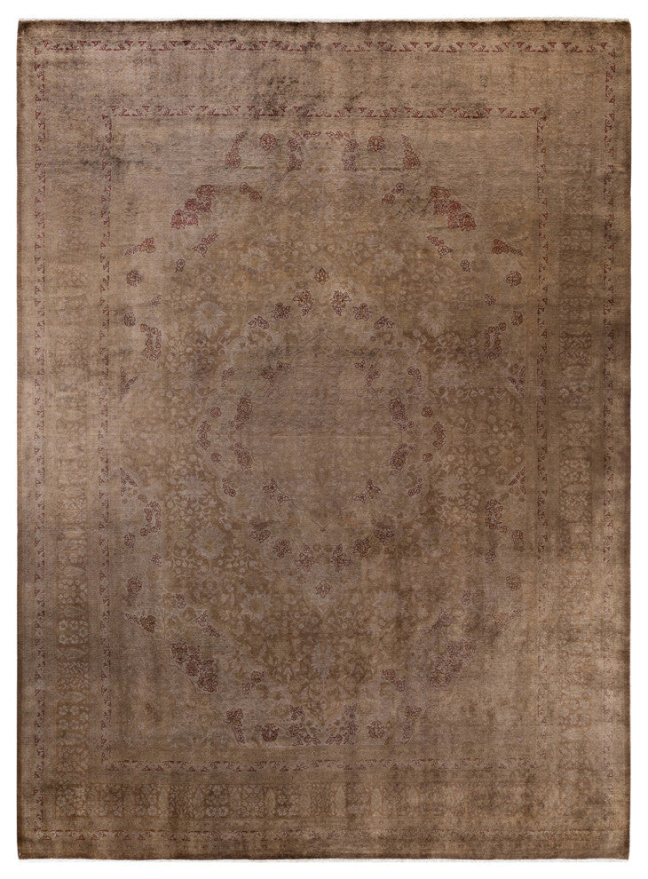 Fine Vibrance, One-of-a-Kind Hand-Knotted Area Rug Brown, 9' 1" x 12' 4"