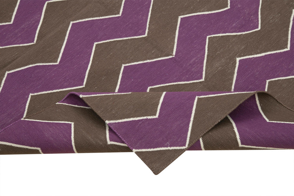Rug N Carpet - Handmade Wool 3' 7'' x 5' 5'' Modern Design Dhurrie Kilim Rug