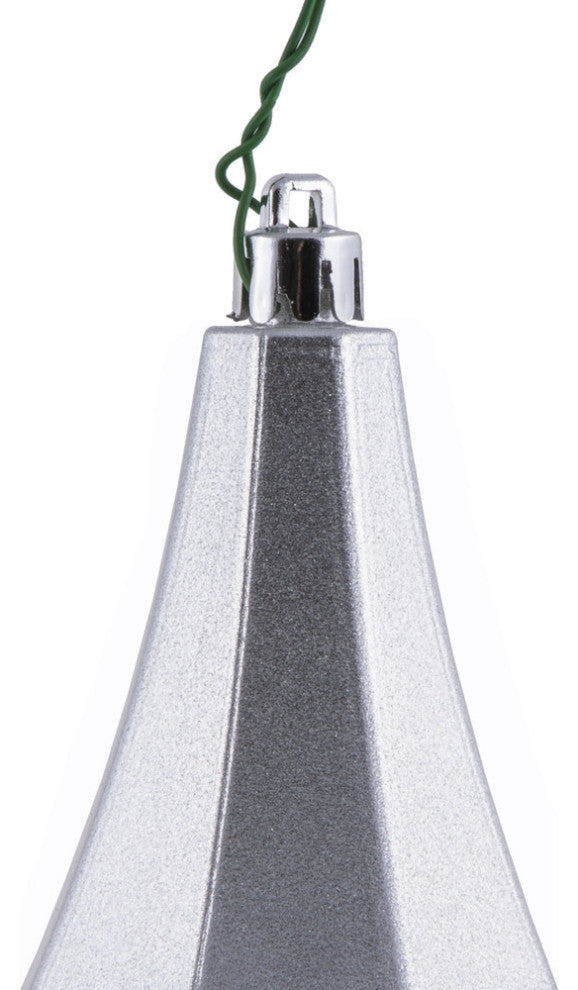 Vickerman Mc191007D 8" Silver Candy Finish Diamond Finial Ornament, Pack of 2