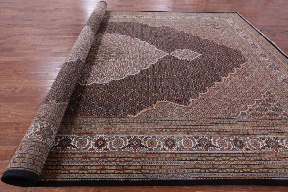 11' 10" X 18' 4" Persian Tabriz Hand-Knotted Wool & Silk Rug - Q13013