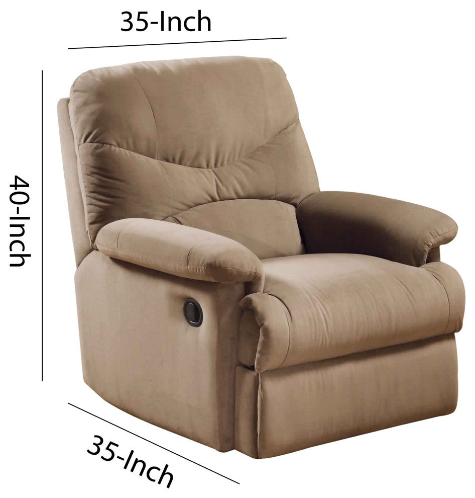 Benzara BM280247 Deby 35" Motion Recliner Chair, Soft Microfiber Seat, Brown