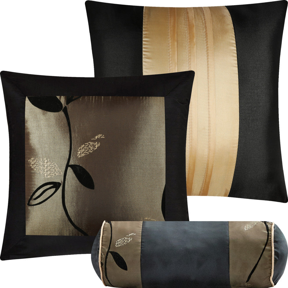 Passion 7 Piece Comforter Set, Leaves, Bronze, King
