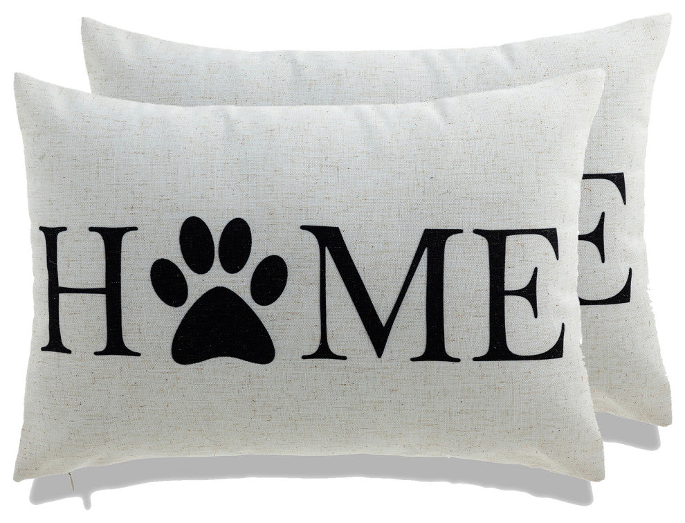 Home and Dog Throw Pillow, Set of 2, Home With Paw Print