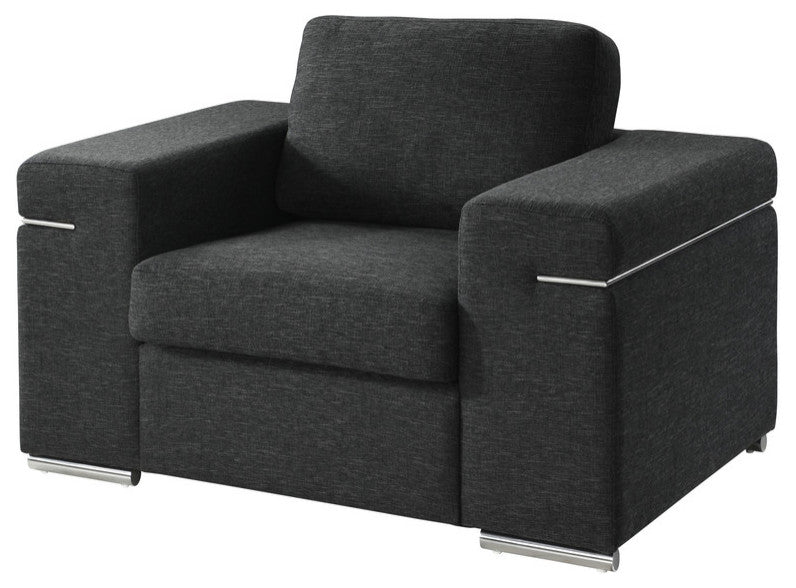 Gianna Black Linen Fabric Arm Chair