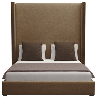 Nativa Interiors Irenne Plain Bed, Brown, Queen, High Headboard