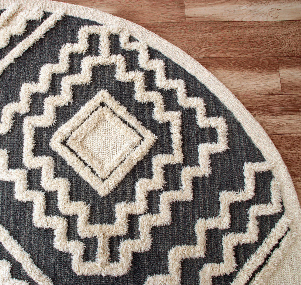 Contemporary Tufted Scandinavian Round Rug, 4' Round