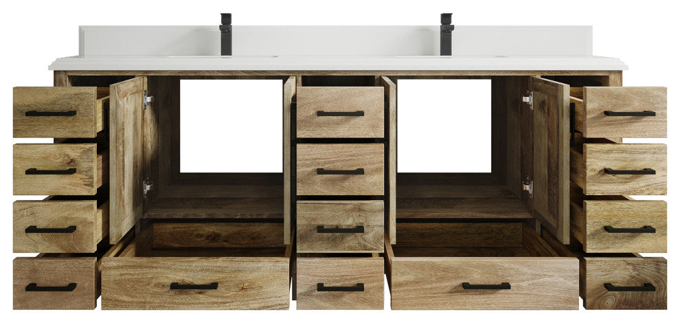 Malibu Mango 84 Double Sink Bath Vanity in Natural 1.5" White Quartz