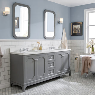 72" Wide Cashmere Gray Double Sink Quartz Carrara Bathroom Vanity