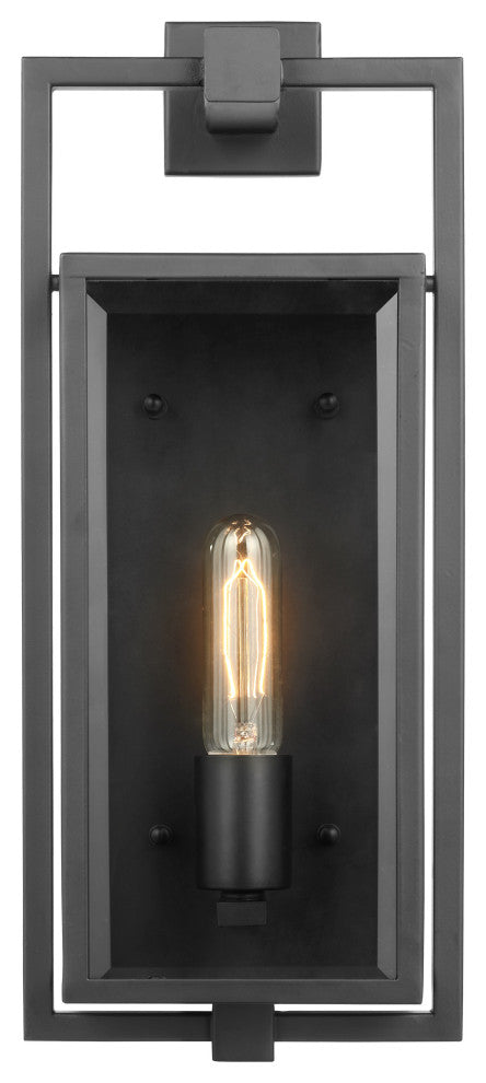 Exhibit 1-Light Medium Wall Lantern, Matte Black/Clear Beveled Glass