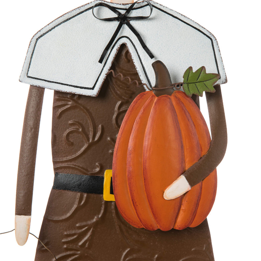 36"H Metal Thanksgiving Pilgrim Standing/Hanging Yard Decor, Boy