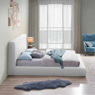 Terra Boucle Fabric Upholstered Bed, White, Full