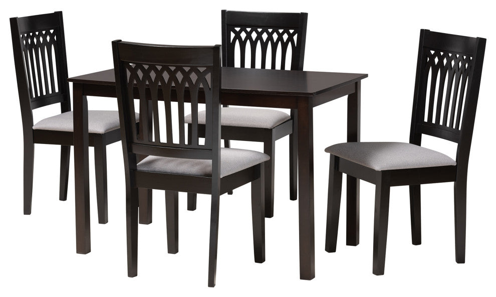 Marsala Modern Collection, Gray/Dark Brown, 5-Piece Dining Set