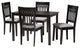 Marsala Modern Collection, Gray/Dark Brown, 5-Piece Dining Set