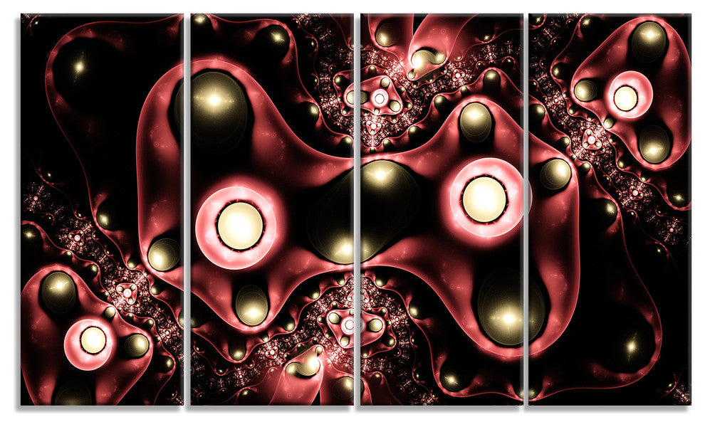 3D Surreal Brown Illustration, Floral Canvas Art Print, 48"x28", 4 Panels