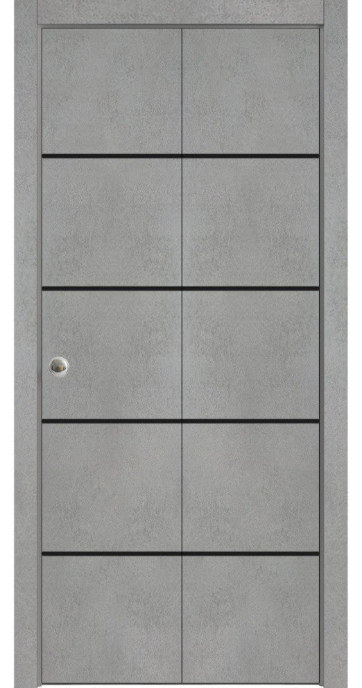 Bi-fold Doors 48 x 84 | Planum 0015 Concrete with  | Sturdy Tracks