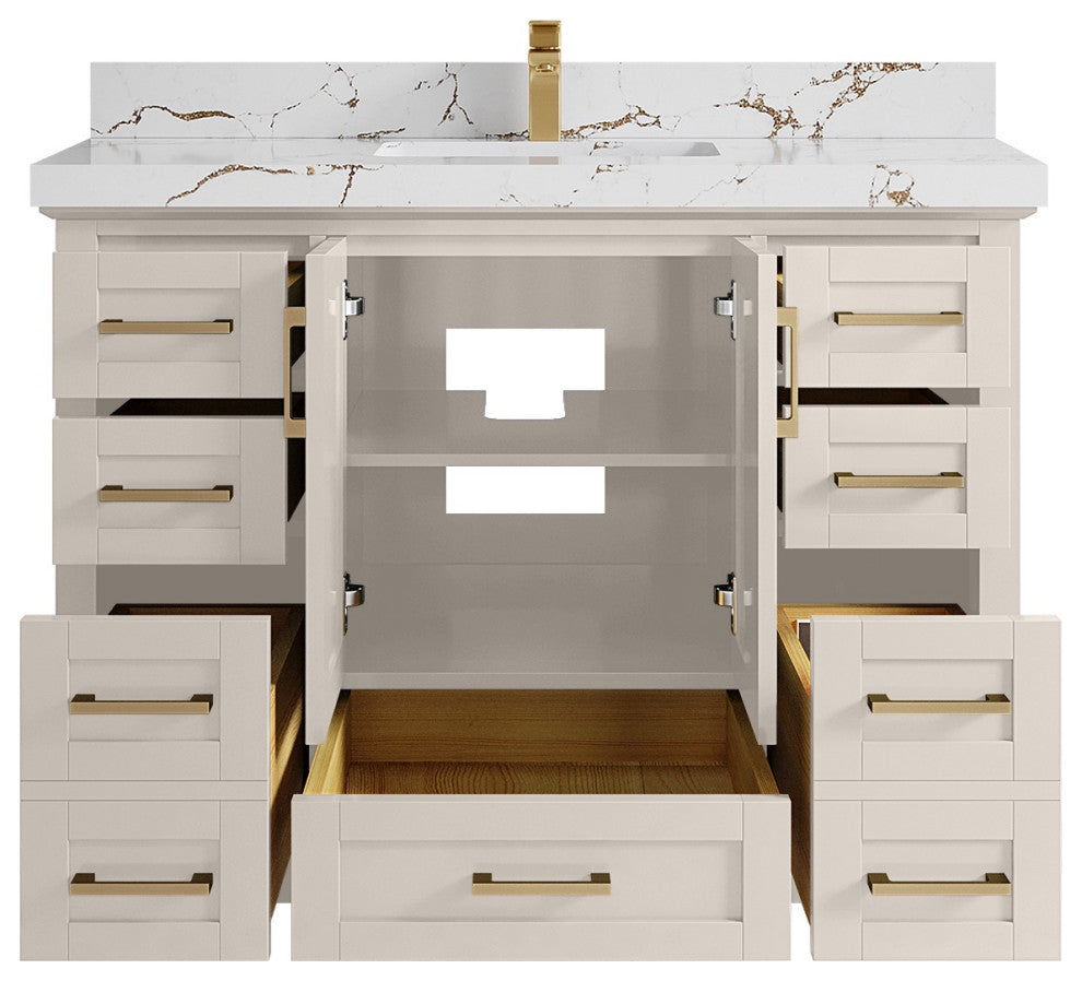 Boston 48" Single Sink Bath Vanity in Fine Grain 2" Viola Brown