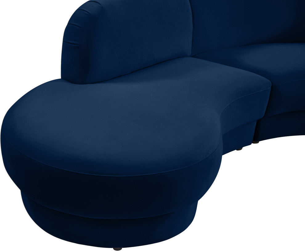 Rosa Velvet Upholstered 3-Piece Sectional, Navy