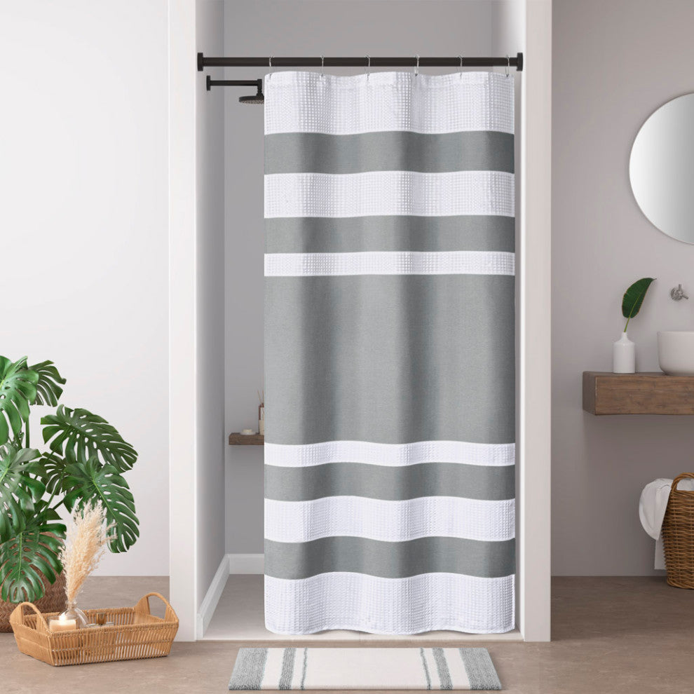 Madison Park Spa Waffle Shower Curtain With 3M Treatment
