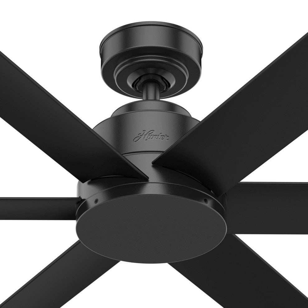 Hunter 44" Kennicott Matte Black Outdoor Ceiling Fan With Wall Control