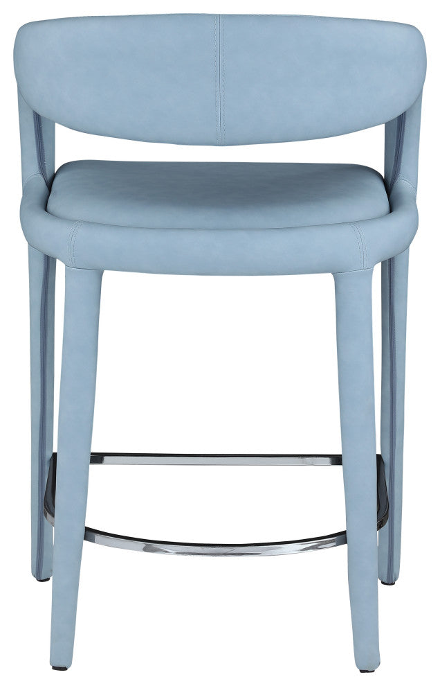 Sylvester Faux Leather Stool, Light Blue
