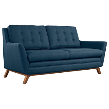 Beguile Upholstered Fabric Loveseat, Azure