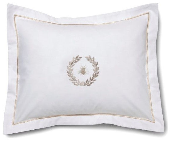 Boudoir Pillow Cover, Napoleon Bee Wreath, Cream, Beige