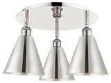 Ballston Cone-3 Light 20" Flush Mount-Polished Nickel Shade