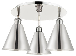 Ballston Cone-3 Light 20" Flush Mount-Polished Nickel Shade