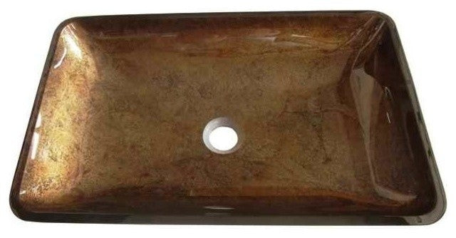 Fauceture Antique Copper Roma Rectangular Glass Vessel Sink EVR2214FB